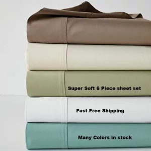 18" EXTRA DEEP POCKET BED SHEET SET 6 PIECE ULTRA SOFT HIGH QUALITY WRINKLE FREE - Imagen 1 de 42