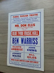 MUSIC HALL THEATRE FLYER 1979,NEW BRIGHTON FLORAL PAVILION,BEN WARRISS,GLADYS... - Picture 1 of 2