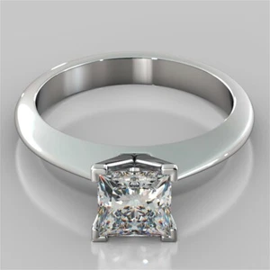 1.50 Ct Princess Cut Lab Grown Diamond Engagement Ring 14K White Gold Size 7 - Picture 1 of 6