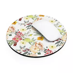 Watercolor Spring Flowers Green Leaves Floral Mousepad Computer Mouse Pad - Picture 1 of 4