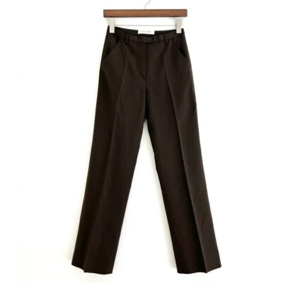 Vintage Miu Miu 100% Virgin Wool Brown Mid Rise Front Pleat Trouser Pants IT38 - Image 1 of 4