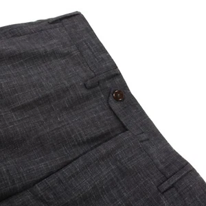 PT01 NWT Flat Front Dress Pants Size 50 34 US Gray Melange Linen Wool Blend - Picture 1 of 12