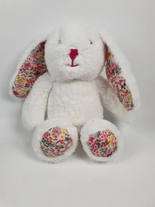 George Bunny Kaninchen Stofftier weiß + Blumen Ohren & Füße Herz Nase Asda 10 Zoll - Bild 1 von 5