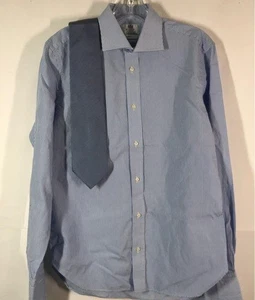 BOGGI Milano Men's Blue Stripe Dress Shirt 40/15-3/4 & Ermenegildo Zegna Tie - Picture 1 of 6