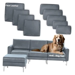 Fundas de cojín de patio 9p antiarañazos de gato cuero exterior cojín gris grava - Imagen 1 de 7