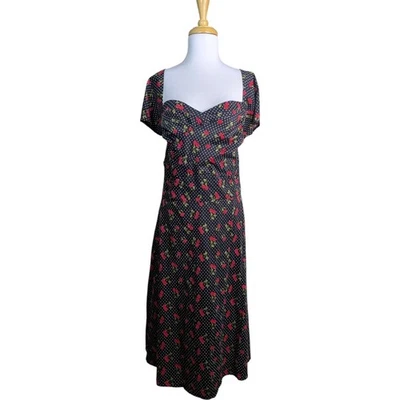 Stop Staring Cherry Bomb PinUp Bombshell Dress 26 Black Red Retro Rockabilly  - Image 1 of 4