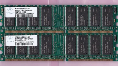 512MB 2x256MB PC-2700 NANYA DDR-333 NT256D64S88B1G-6K DDR1 Ram Memory Kit PC2700 - Image 1 of 2
