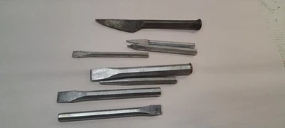 Lote de herramientas de acero de colección de cincel frío y punzón hexagonal de 8 piezas de 4-7" tamaños mixtos Foto 1 de 4