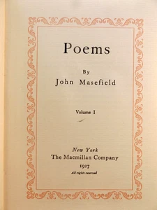 Poems by John Masefield – 1927 Volume I === Free Postage USA - Picture 1 of 2