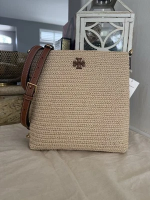 New  Tory Burch RAFFIA SWINGPACK COFFEE CREAM Crossbody  - Image 1 of 4