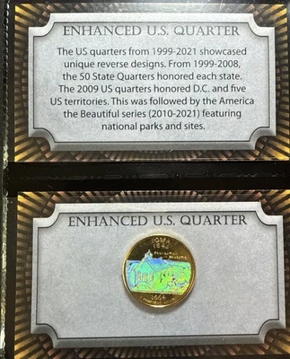 2004 Iowa Genuine U.S. Quarter Coin 24K Gold Plated Prism Hologram & Card - Image 1 of 4