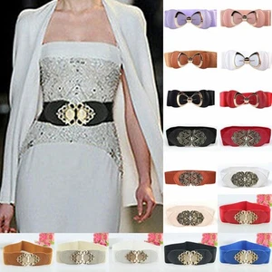 UK Women Ladies Wide Waist Belt Elastic Buckle Cinch DressStretchy Waistband▪ - Picture 1 of 23