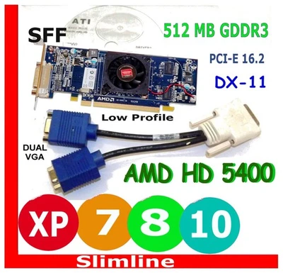 XP/VISTA/7/10 WINDOWS SFF 2XVGA Monitor PCI-E x16 Video Card DELL HP All✔️RETRO - Image 1 of 4