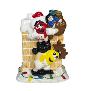 M&Ms Christmas Ceramic Candy Holder Down the Chimney Vtg Vase - Picture 1 of 11