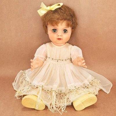 Zapatos Dalshoe Vintage Años 50 21" Bebida y Mojado Muñeca Cabeza de Vinilo Cuerpo Duro Dormir Ojos Foto 1 de 4