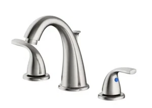 Rubinetto bagno ad arco alto diffuso a due maniglie con installazione rapida nichel spazzolato - Foto 1 di 4