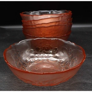 Arcoroc Rosa Pink Rosaline Raised Flower Cereal Bowls 6 1/8" Set of 6 France - Picture 1 of 8