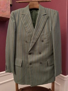 Green Stripe Double Breasted Sport Coat ~40R, Towncraft 60s/70s Style - Picture 1 of 7
