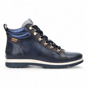 Pikolinos Vigo Women’s Navy Blue Leather Ankle Trainers Zip & Lace Up Boots - Picture 1 of 10