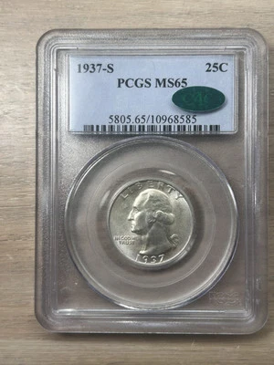 GEM BU 1937-S Washington Quarter PCGS MS65 CAC - Image 1 of 4