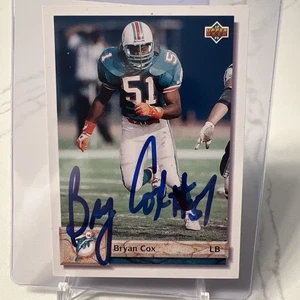 1992 Upper Deck Bryan Cox IP Auto- Miami Dolphins - Picture 1 of 2