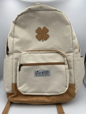 Lucky бренд рюкзак желтовато-коричневый холст с коричневый кожаный низ - Изображение 1 из 4
