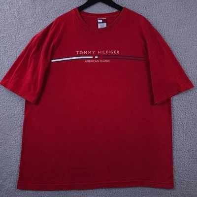 Camisa Tommy Hilfiger De Colección Para Hombres XXL Roja Americana Clásica Bandera Logo Y2K 2002 Foto 1 de 4