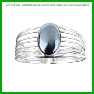 Halloween Sale 925 Sterling Silver Shungite Stone Handcrafted New Bangle Jewelry - Picture 1 of 7
