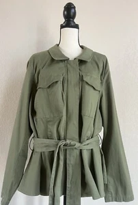 Lane Bryant Utility Belted Cargo Jacket Jacket Sz 28 Pockets - Picture 1 of 12