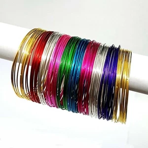 100x Pulseras Indias Set Ø6,5cm Joyería Pulsera Accesorio Bollywood Colorido - Picture 1 of 2