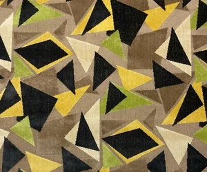 CLARENCE HOUSE MURANO BROWN GREEN GEO MODERN LINEN VELVET FABRIC BY YARD 50"W - Picture 1 of 6