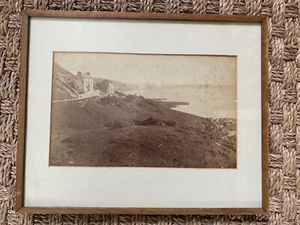 ANTIQUE C19th framed sepia albumen print photograph of WOOLACOMBE SANDS, Devon - Picture 1 of 8