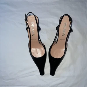 Vintage prada pointed slingback kitten heels 38 1/2  - Picture 1 of 6