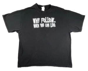 Why Follow When You Lead T Shirt Mens XL Black Motivational Quote Shirt - Picture 1 of 8