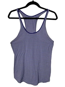 Lululemon Racerback Tank Pullover Knit Purple White Stripe Neoprene Trim Small ? - Picture 1 of 6