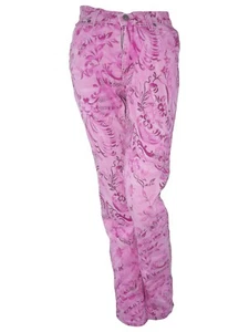 Guess Hollywood Pantalone Jeans Donna Denim Rosa Floreale Dritto 43 W29 L Large - Picture 1 of 13