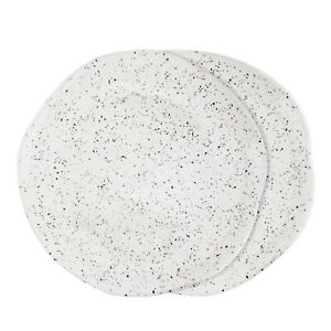 7 Inch Ceramic Stoneware Spotted Speckled Glossy White with Black Appetizer d...