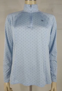 Ariat Tek Heat Series blue polka dot lightweight 1/4 zip performance top Medium - Picture 1 of 13