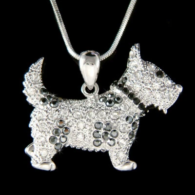 Westie Scottish Scottie Hund Welpe Aus Swarovski Kristall Halskette Schmuck - Bild 1 von 4