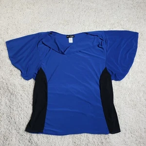 Top Star Vixen para mujer talla grande manga acampanada bloques de colores talla 3XL azul negro - Imagen 1 de 11
