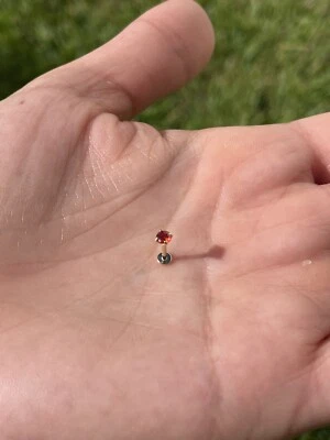 Anillo Tragus Labret Rubí Rojo Natural Oro 14K 18G Push In Stud Nariz Foto 1 de 4