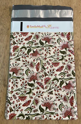 10 New POLY MAILERS 6"x9" PLASTIC SHIPPING BAGS #SmileMail BUTTERFLY FLORAL - Image 1 of 4