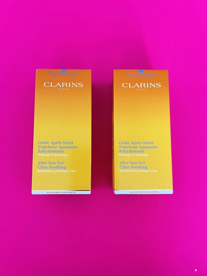 Clarins After Sun Gel Ultra Calmante Prolongs A Tan 5,3 oz Novo Na Caixa Conjunto De 2 - Imagem 1 de 4