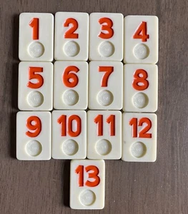 Vtg 1980 Rummikub Replacement Parts* Pieces Set of 13 Orange Tiles 1 through 13 - Picture 1 of 2