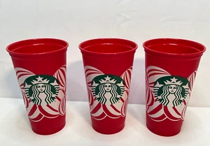 Starbucks Navidad Vacaciones 16oz Reutilizables Plástico Vasos 5 1/2" Juego de 3 Rojo - Imagen 1 de 8