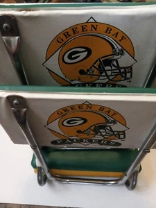 Green Bay Packers 2 Chairs - Vintage Bleacher Stadium Cushion Folding Seats 12" - Picture 1 of 6