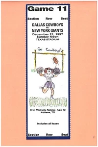 New York Giants @ Dallas Cowboys 12-21-1997 ticket TOPPS Emmitt Smith NFL HOF NY - Picture 1 of 2