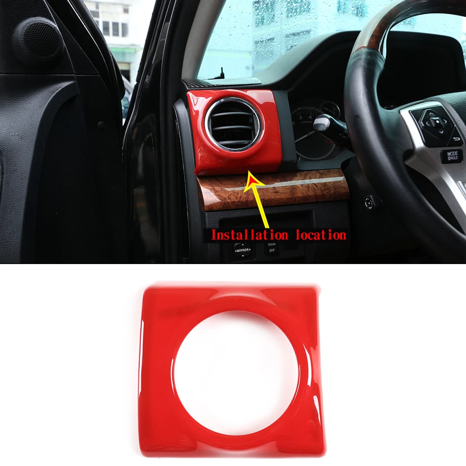 Cubierta de salida de ventilación de aire del lado del conductor del tablero de instrumentos rojo apta para Toyota Tundra 14-21 Foto 1 de 4