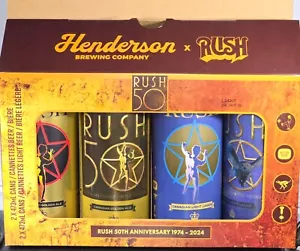 4 BEER CANS BOXED SET RUSH ROCK ROLL MUSIC BAND HENDERSON CANADA ALE STARMAN OWL - Picture 1 of 10
