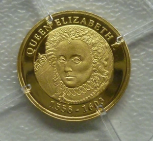 Elizabeth I.999 Feingoldmedaillon 11 mm 0,73 g 2008 Geschichte unserer Monarchie - Bild 1 von 5